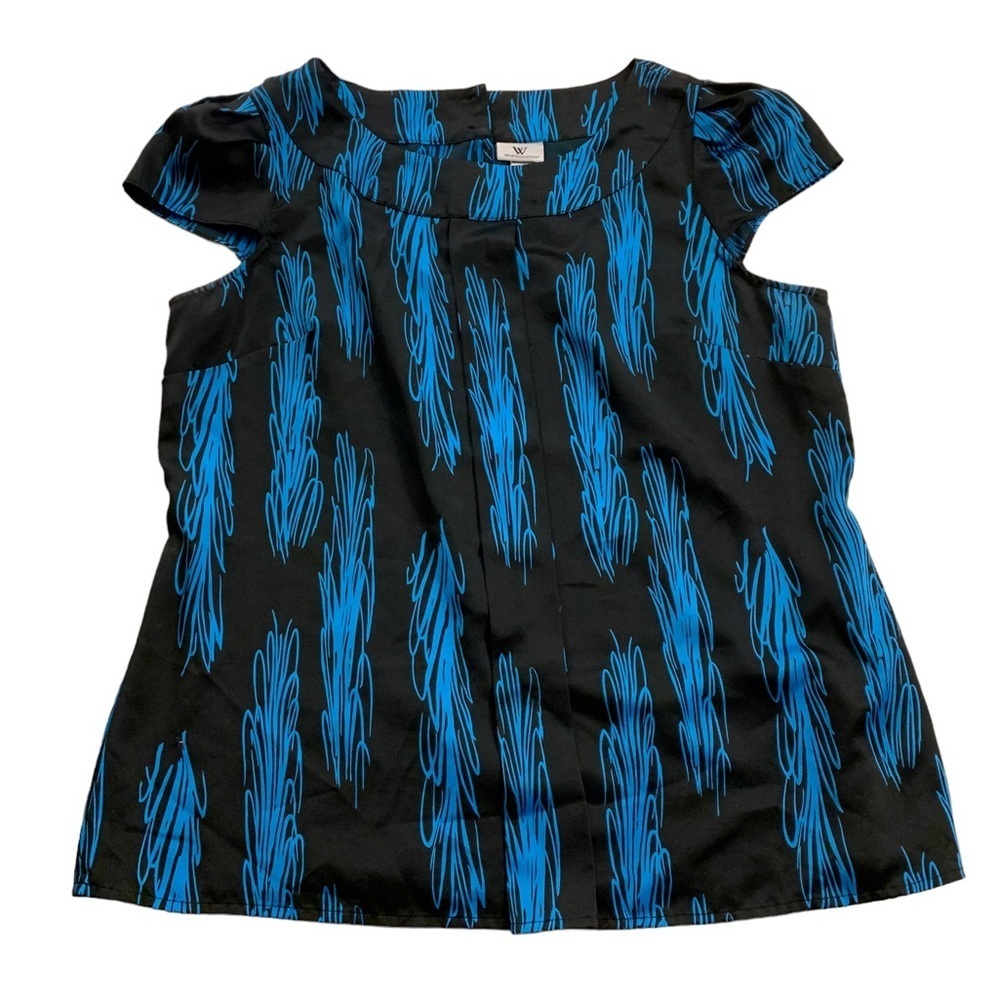 Worthington | Blue & Black Vintage Short Sleeve Top Size Large